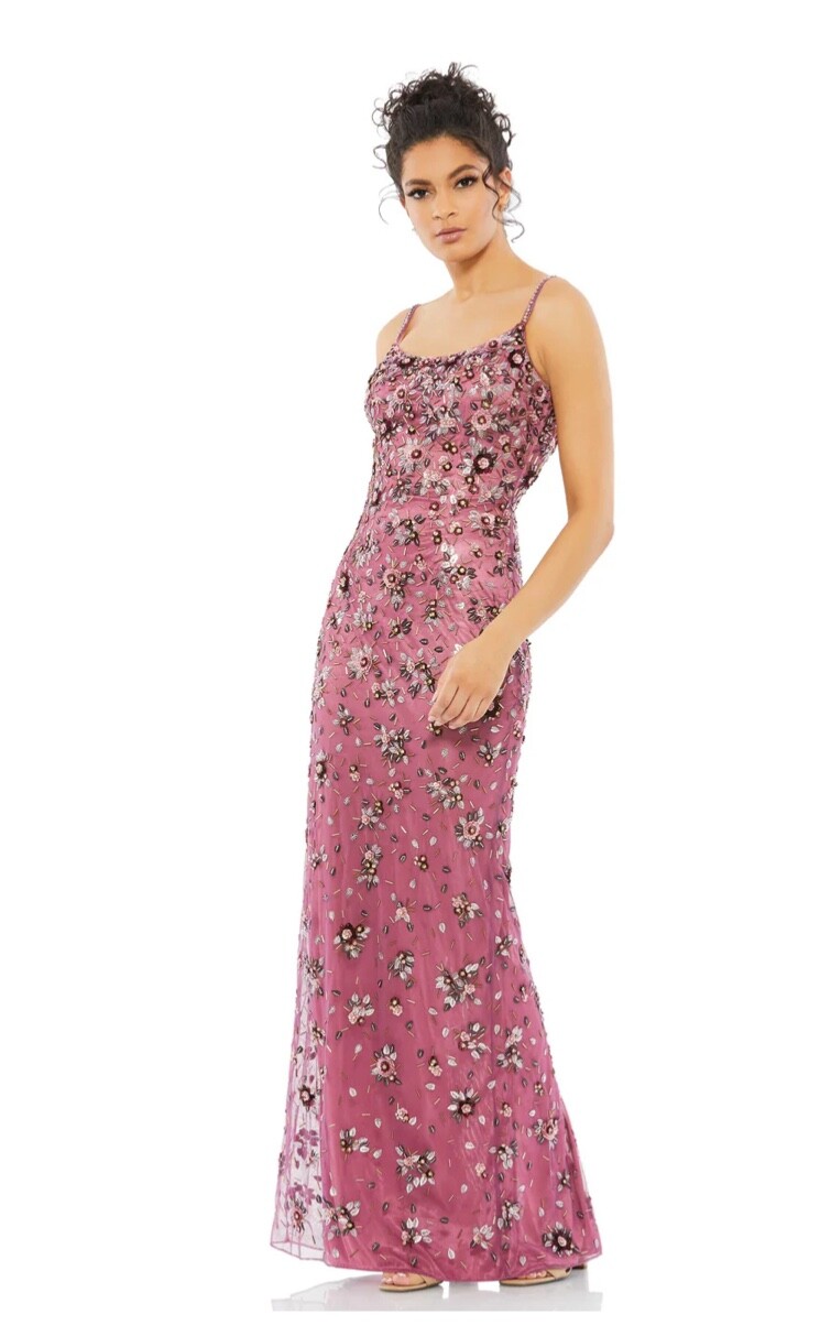 MAC DUGGAL FLORAL EMBELLISHED SCOOP NECK EVENING GOWN 5477 SIZE 14