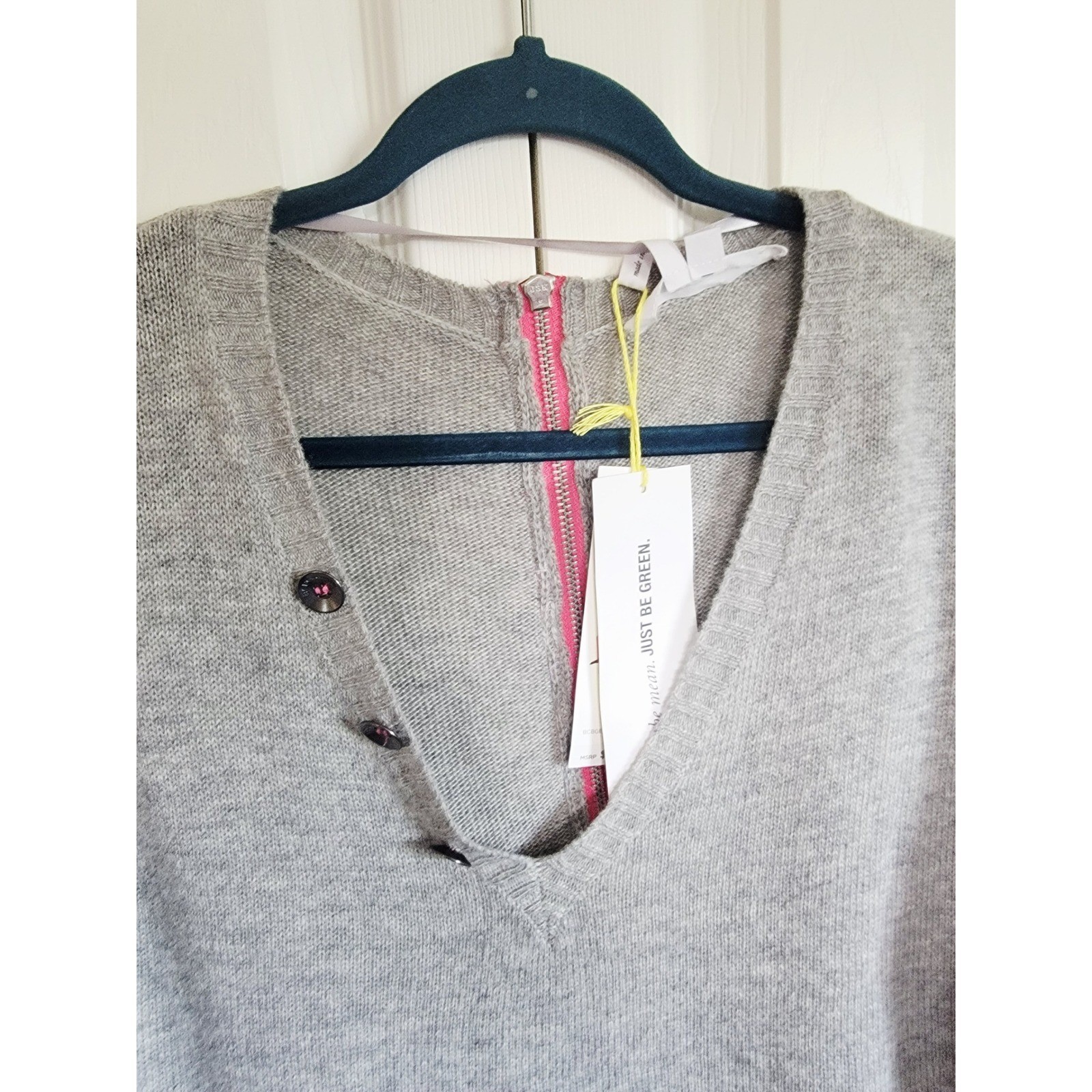 BCBGeneration S Heather Grey V-Neck Sweater Dress Drape Cozy Small NWT RV $98