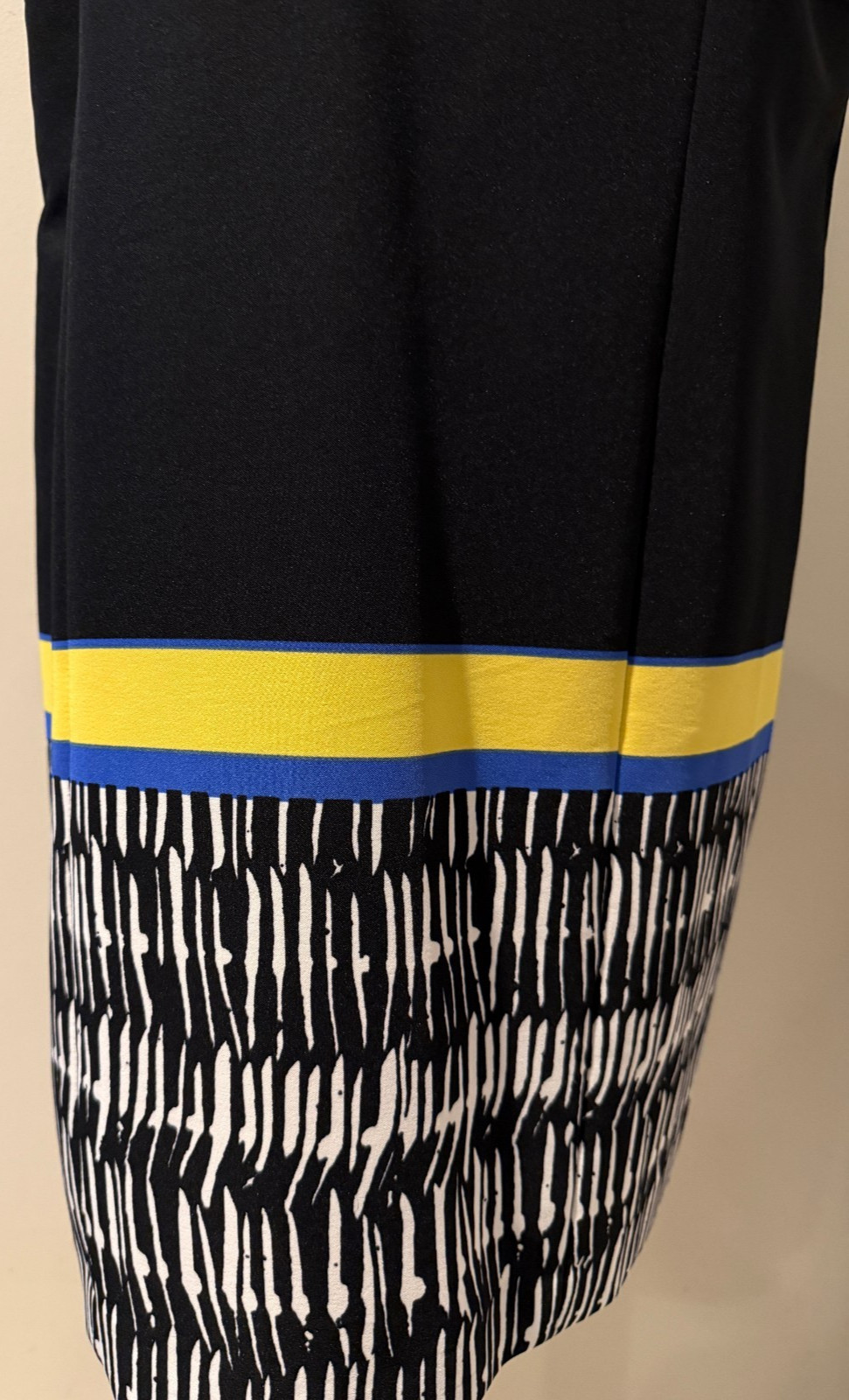 TAHARI Womens Black White Yellow & Blue Career Dress – Sz 14