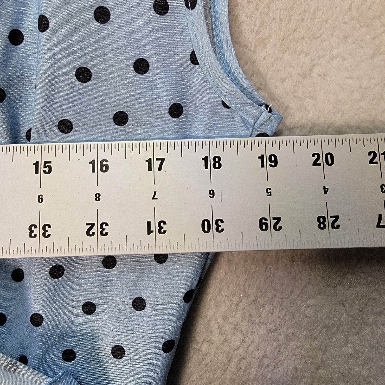 Sky Blue Polka Dot Stretch Pleated Mock Wrap Sheath Elegant Women Dress Size S