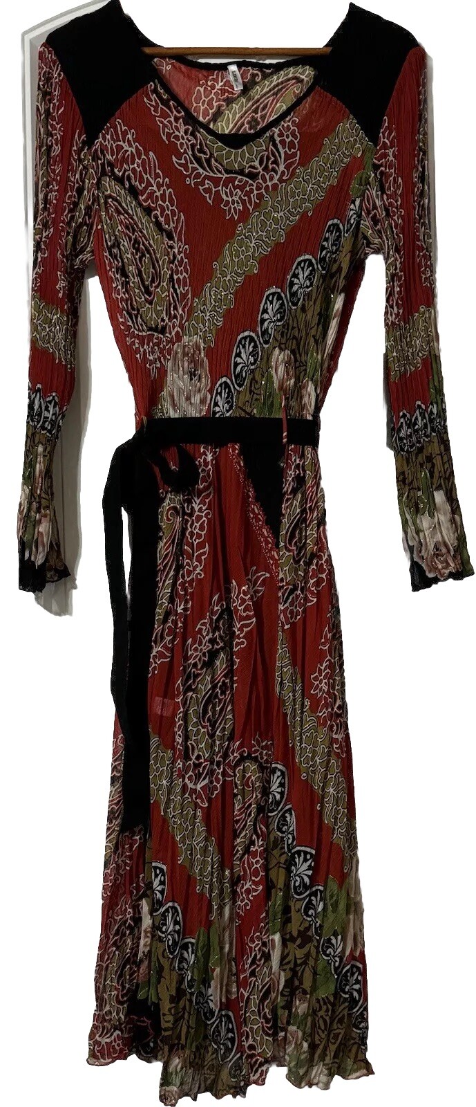 LINDI Womens Dress XL Art To Wear Crinkle Maxi Gypsy Artsy Whimsical