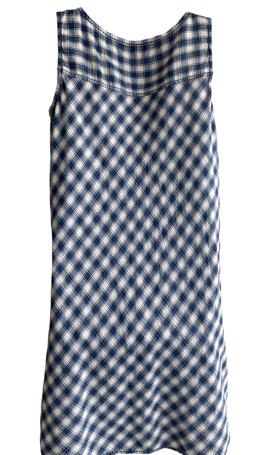 Max Edition Navy White Plaid Shift Dress Chest Pockets Coastal Woman’s Medium