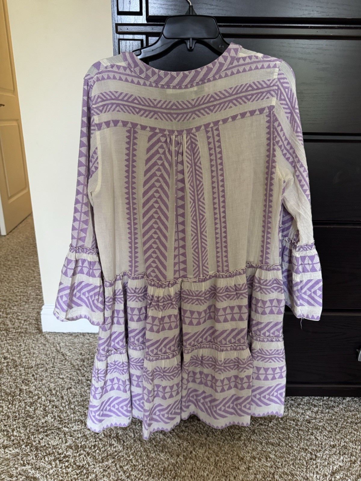 Devotion Twins Embroidered Ella Lilac/Off-White Tunic Dress size S