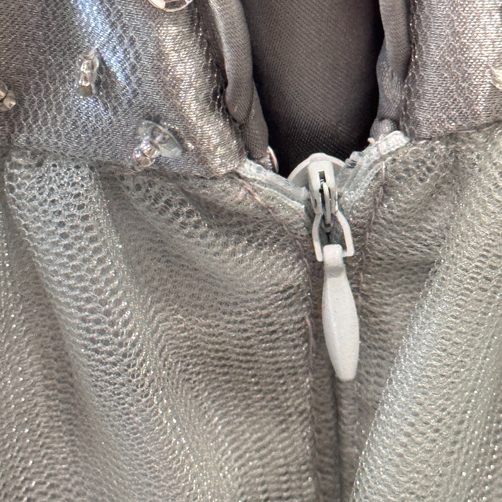 NWT GLS Limited Edition Strapless Beaded Tulle Prom Party Dress L Sage Gray