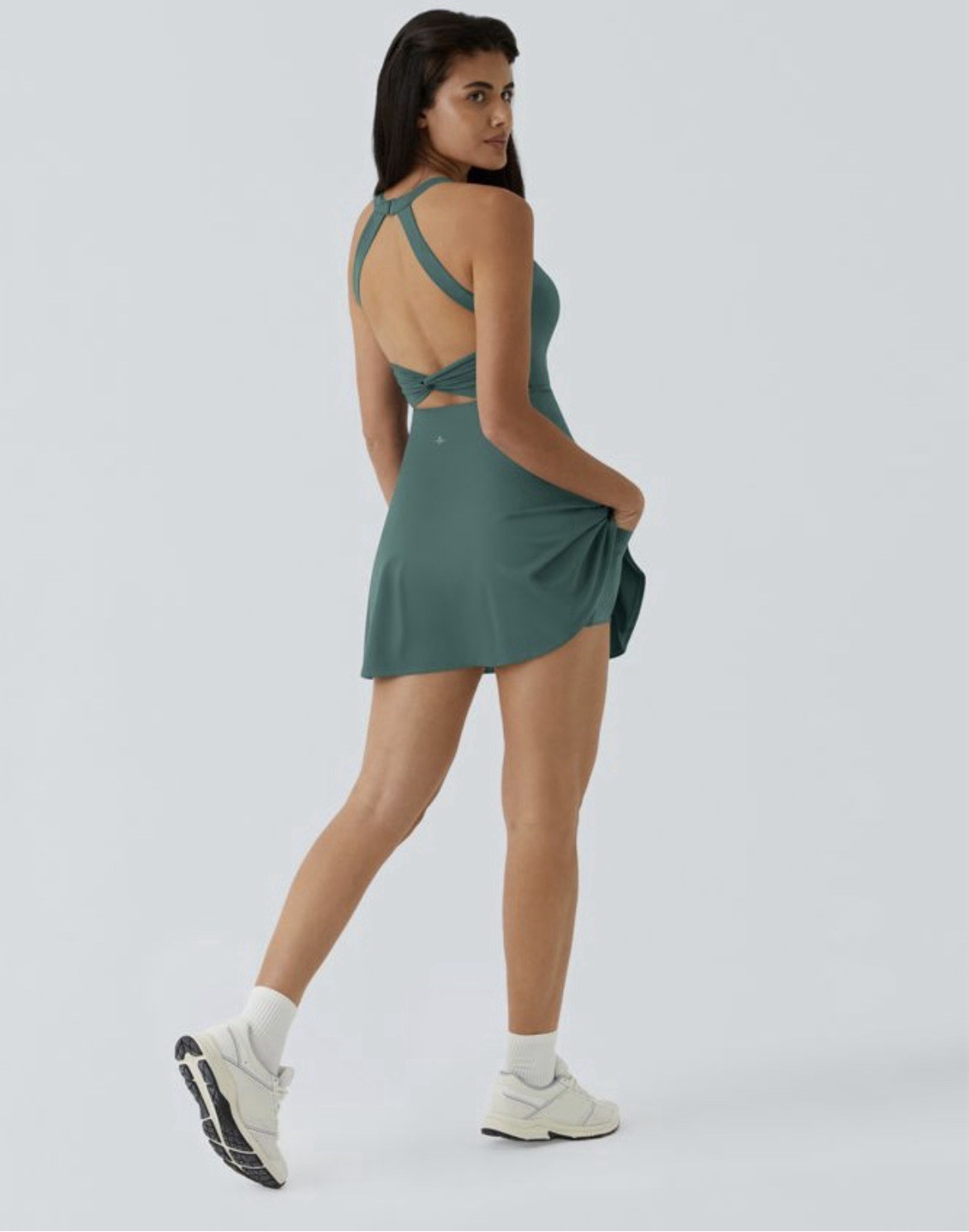 SoftlyZero™ Airy Backless Twisted Flare Low Support Dance Active Dress Small