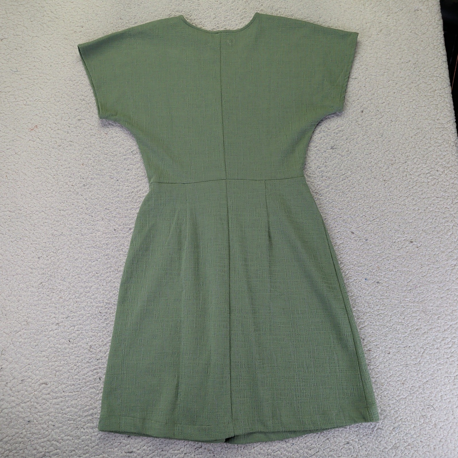 Madewell Sage Green Textured Faux Wrap Dress AL717 Womens XS Casual Short Sleeve