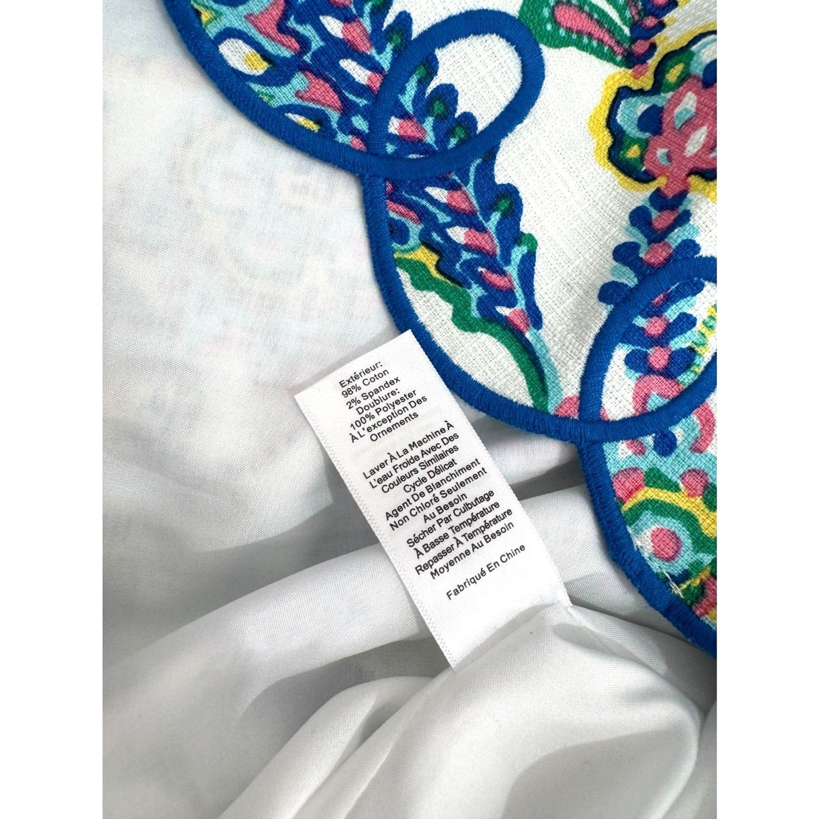 Talbots dress embroidered spring summer vacation colorful scallop hem women 4P