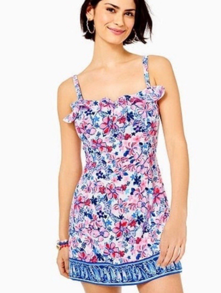 Lilly Pulitzer Neola Romper Dress Womens Size 0 Floral Ruffled Sundress Summer
