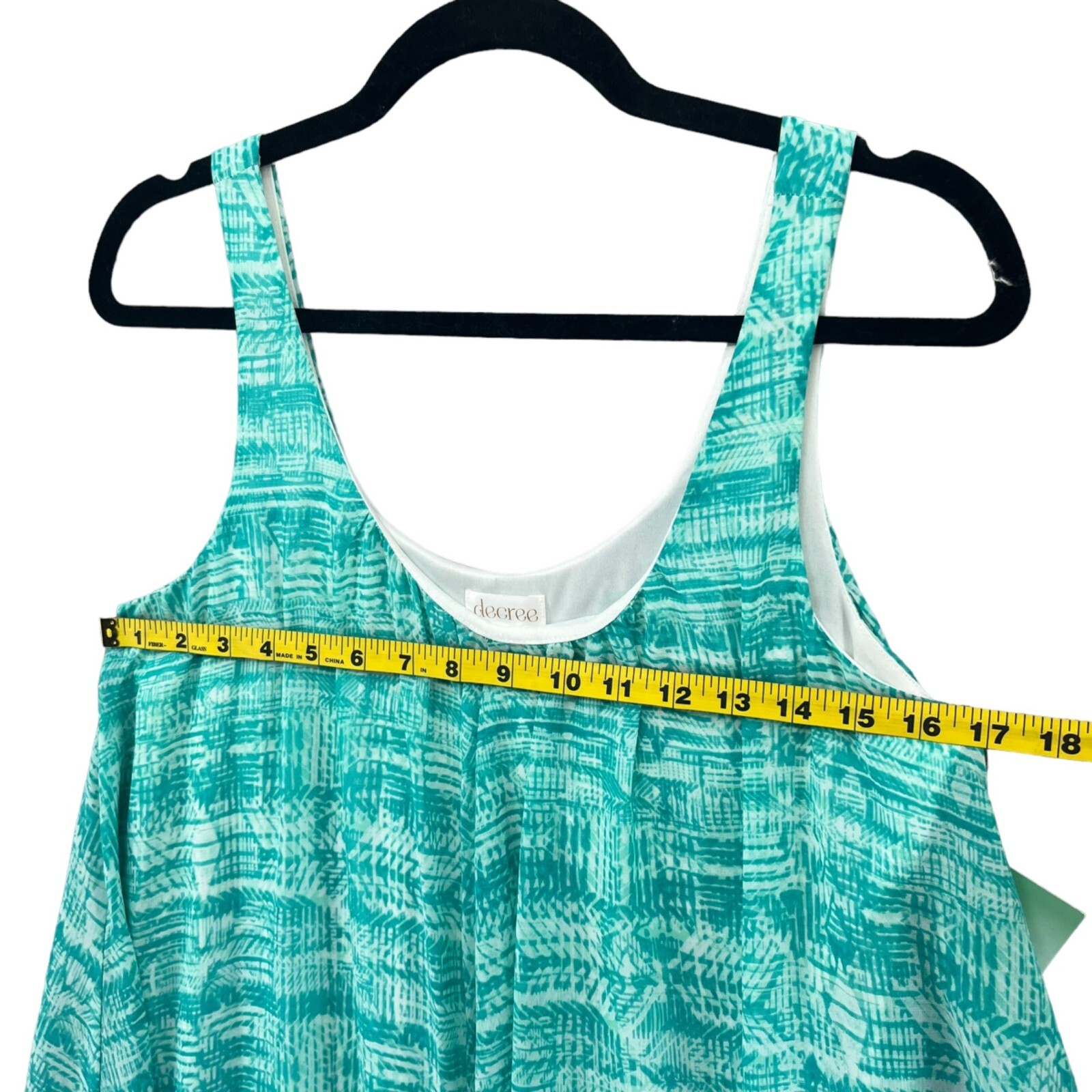 Decree Deepsummer Mini Dress Green White Printed Sleeveless Scoop Neck Size M