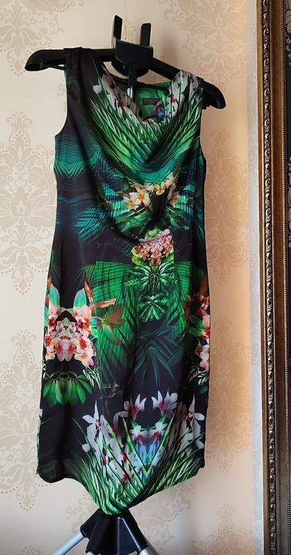 Vibrant Green Palm Leaf Sheath Dress Size S