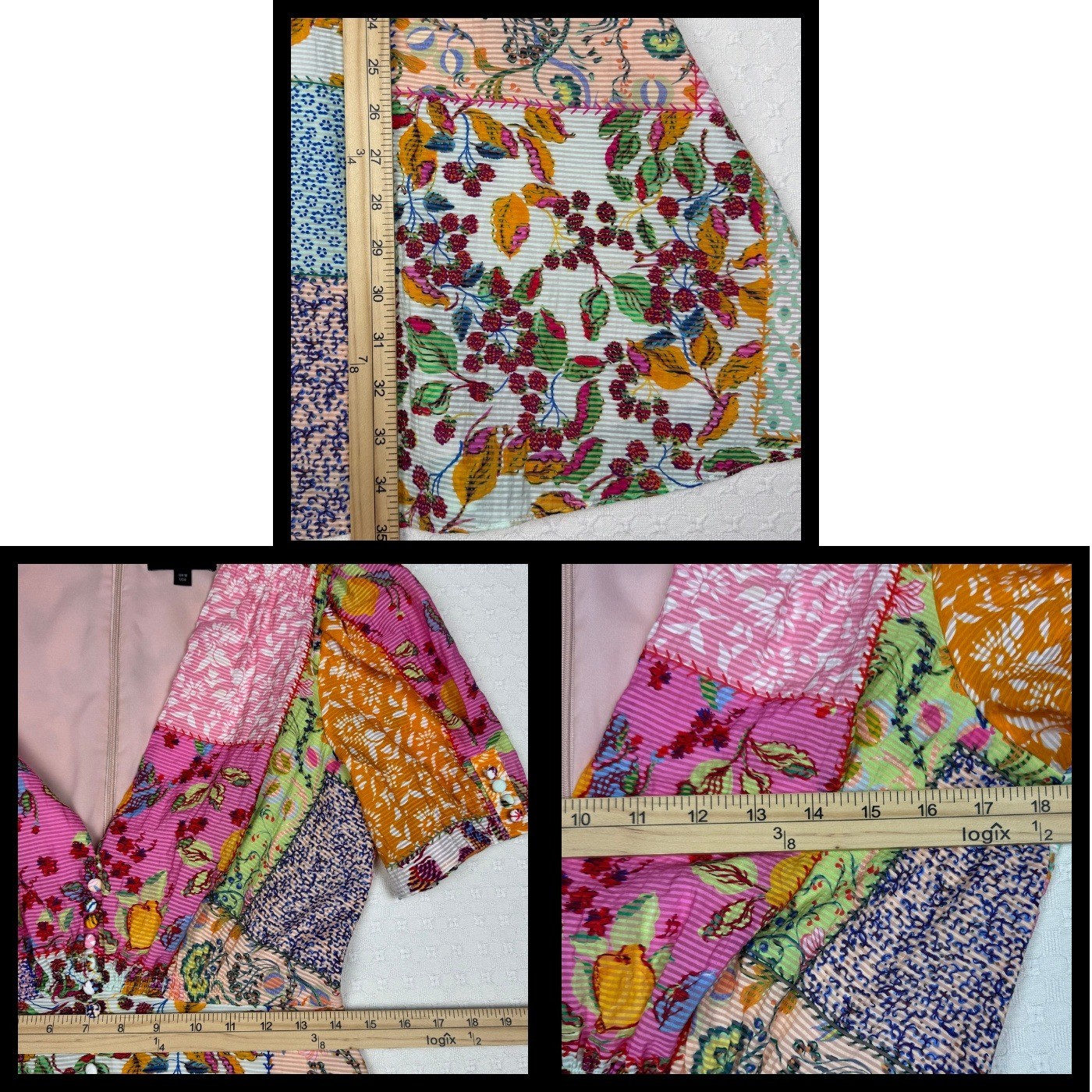 Saloni Patchwork Print Mini Fit & Flare Dress Floral Melange Women 6 Cottagecore