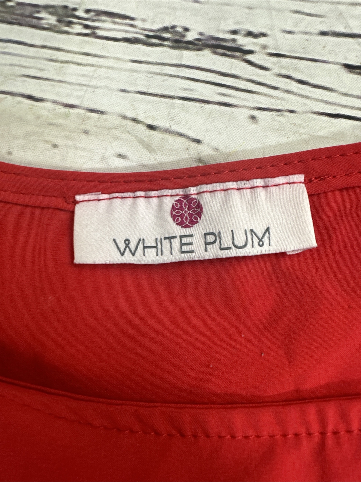 White Plum Dress Medium Red Blue Color Block Shift Mod Short Sleeve