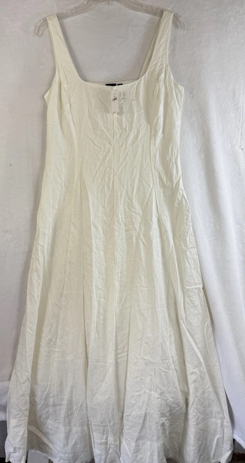 Gap Linen Blend Maxi Dress Medium Women Ivory Sleeveless Fit & Flare Long New