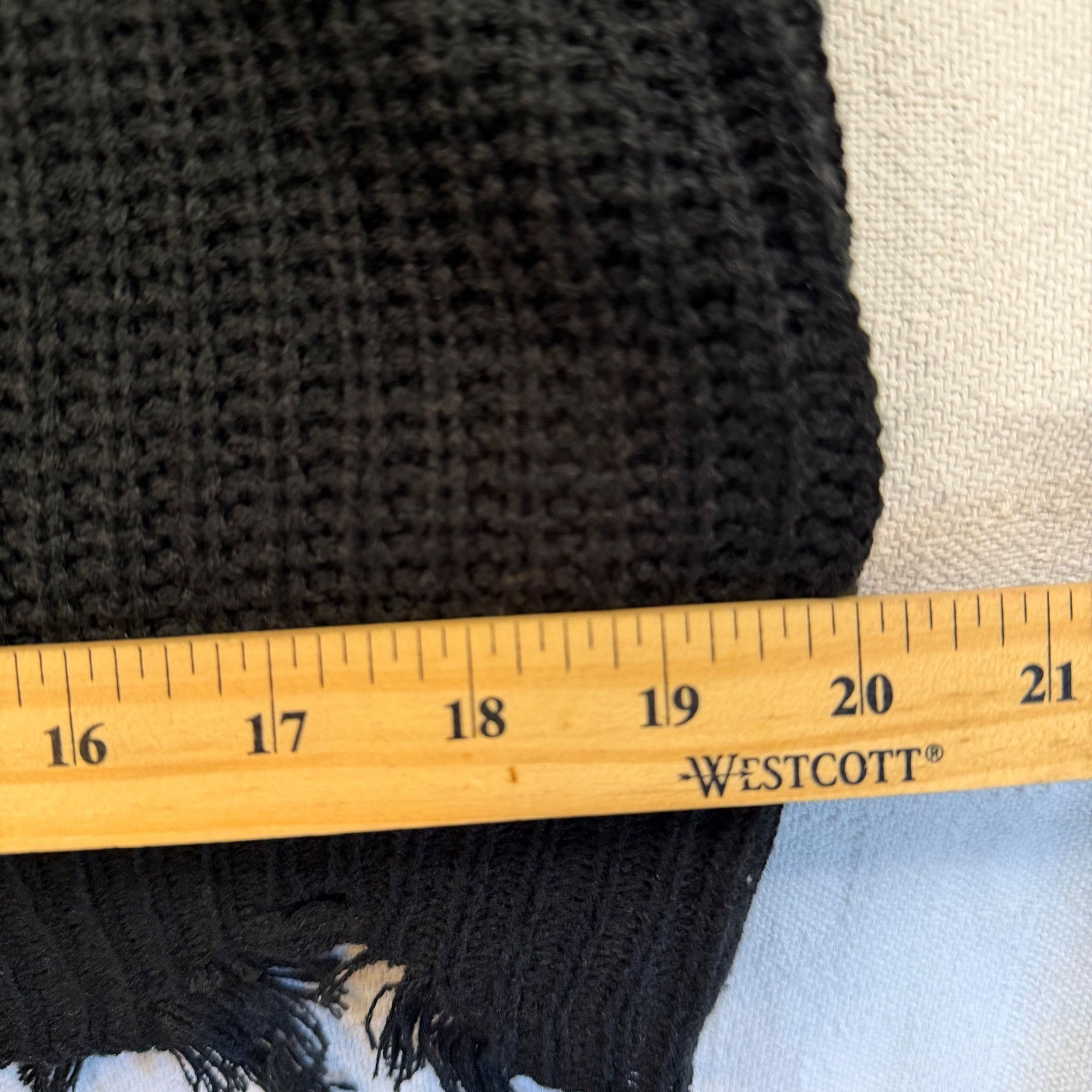 No Comment Black Waffle Knit Distressed Hooded Sweater Dress Large NEW