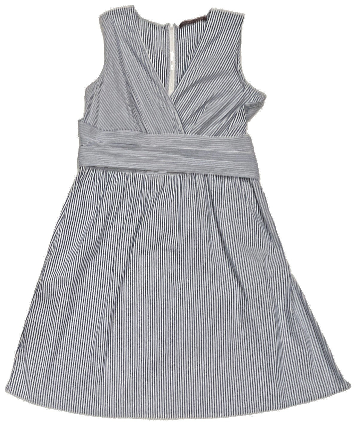 Dress Blue White Stripe Nautical Preppy Cotton Blend Spring Summer Resort Size L