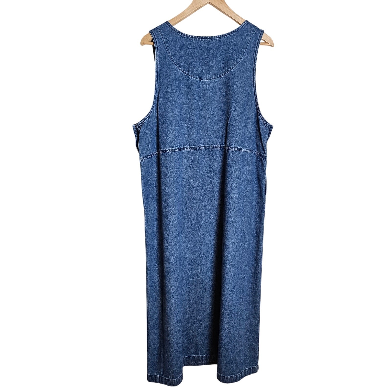 Classic Elements Womens Vintage Blue Denim Jumper Maxi Dress XL Modest Holiday