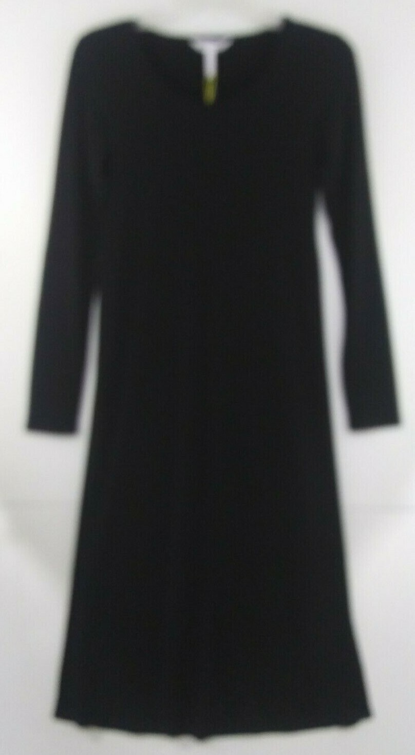 BCBGeneration Small Black Long Sleeve Round Neck Split Seam Midi Dress NWT