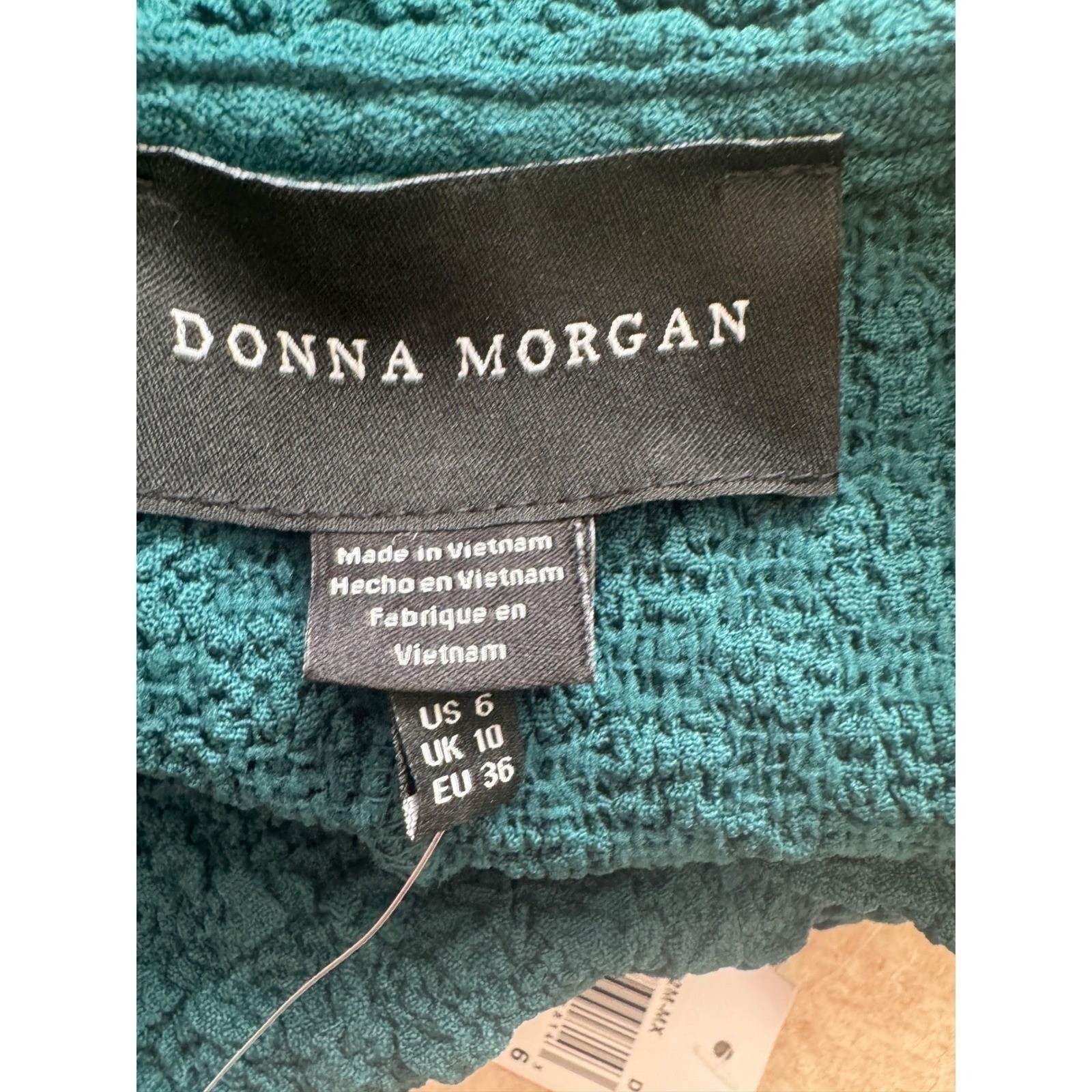 Donna Morgan Teal Maxi Dress Textured Knit Cutout Back Stretch NWT 6 Sleek