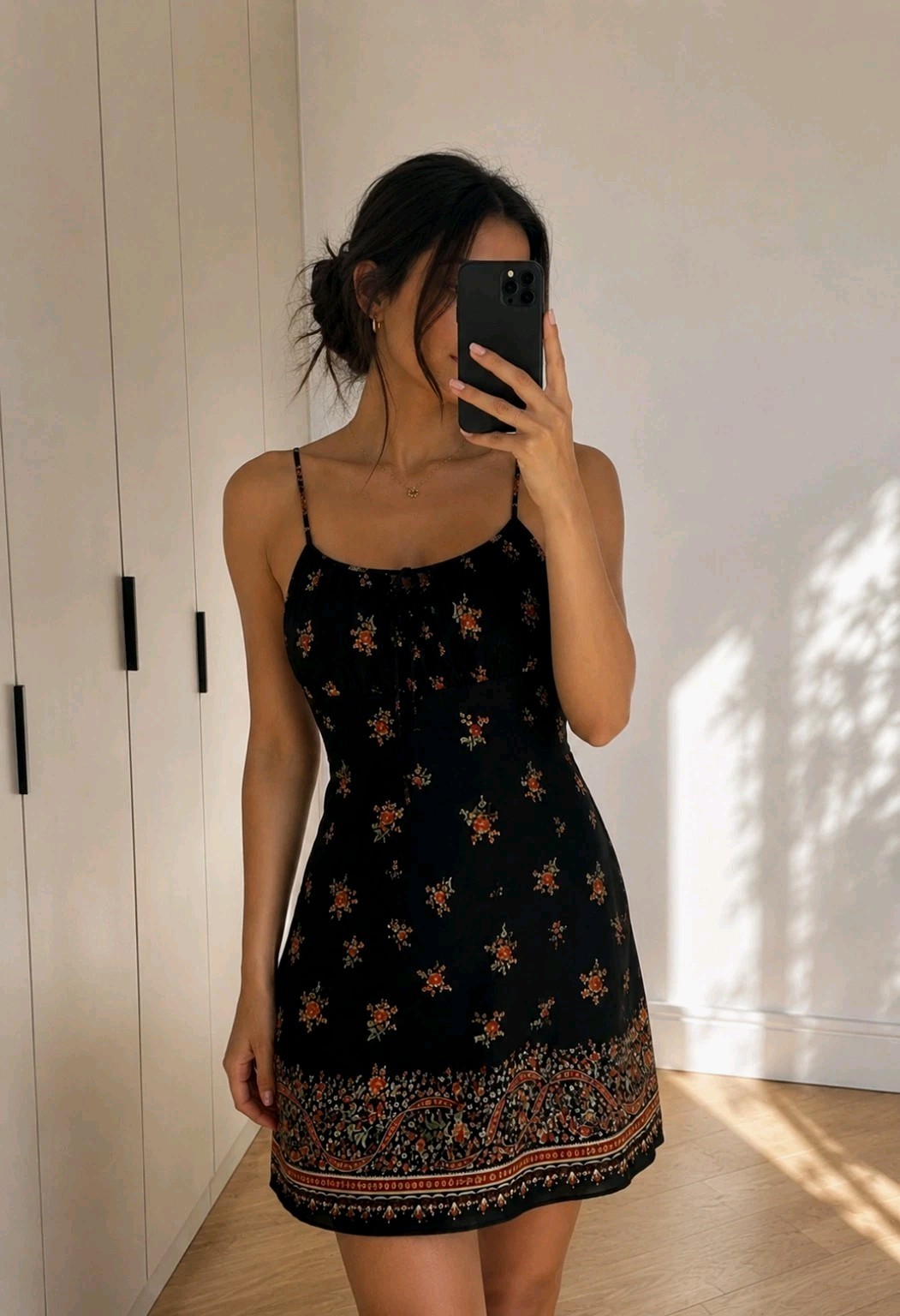 VTG Y2k Marks & Spencer black romantic floral soft grunge slip mini dress 10/12