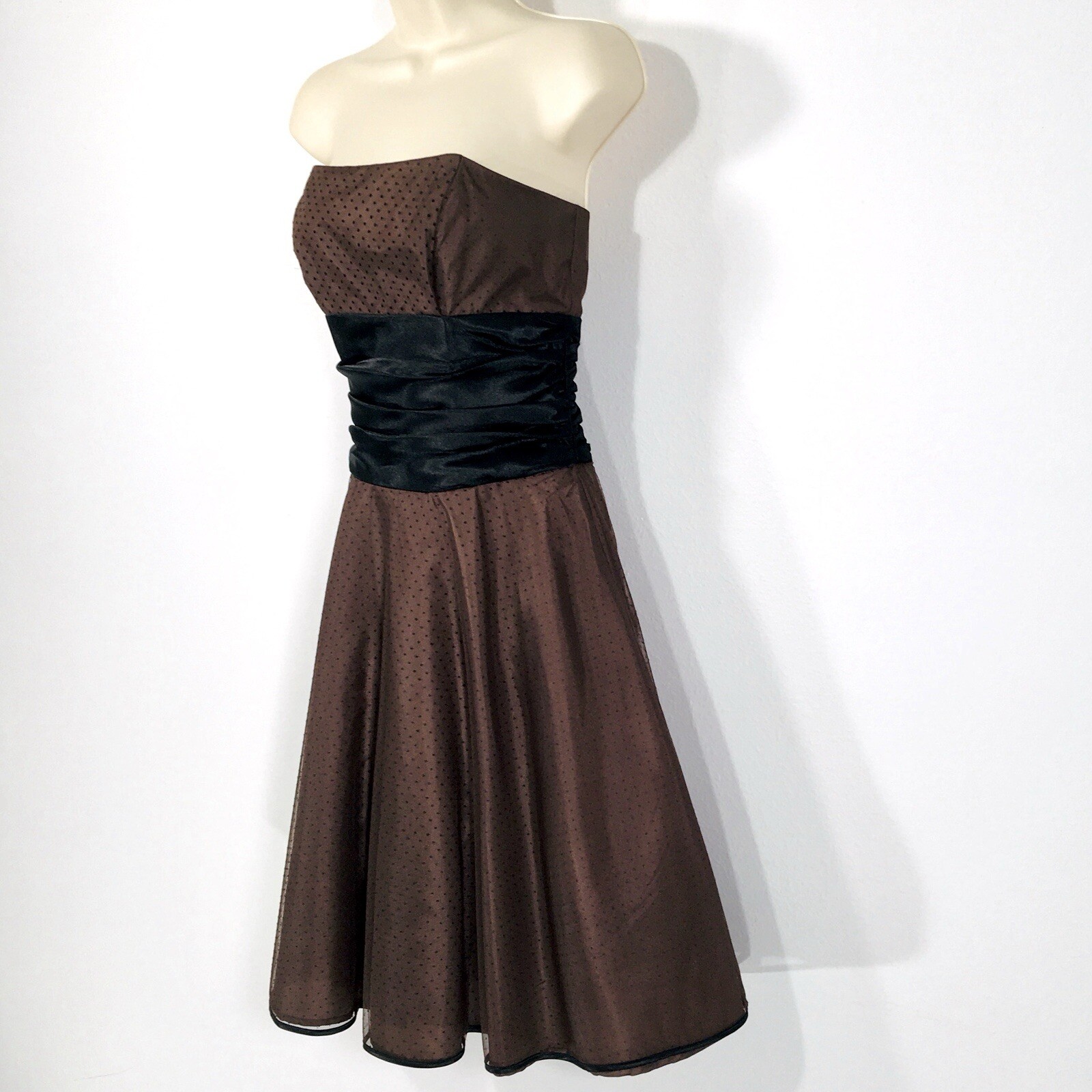 Vtg Masquerade Mocha Taffeta Mini Dress Sz S Sheer+Crinoline Fairy Whimsy Goth