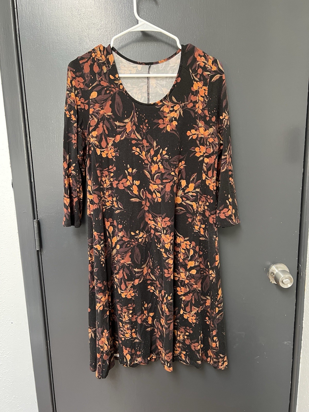 Garnet Hill Womens Dress Size M Fall Leave 3/4 Sleeve
