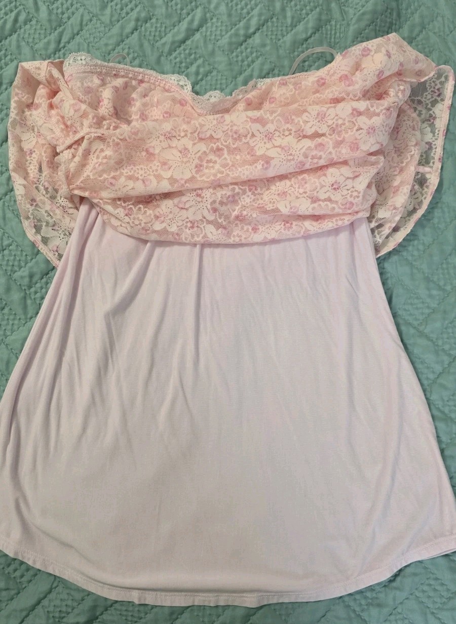 VS PINK X LoveShackFancy Strapless Lace Mini Dress