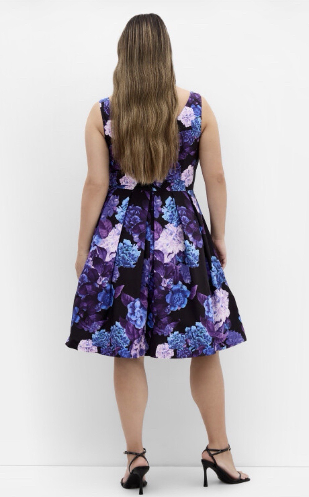 NWT City Chic Hydrangea Fit & Flare Dress – black XL 22 Size