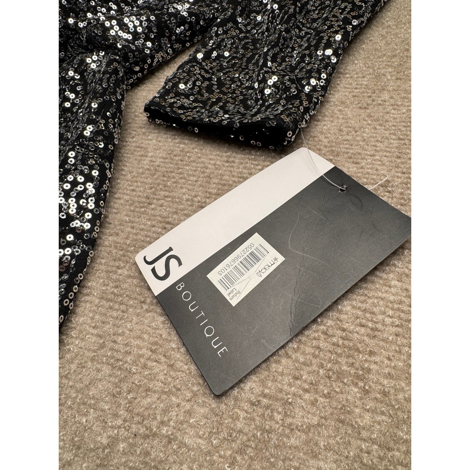 JS Boutique Black Silver Sequin Surplice Mini Cocktail Dress Women’s 6 – NWT