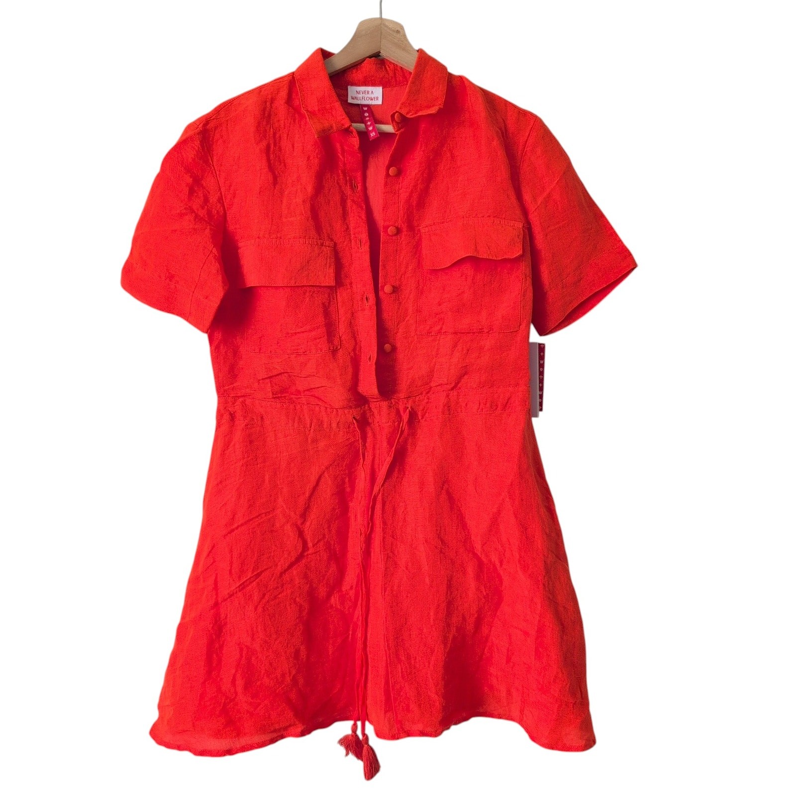 NWT NEVER A WALLFLOWER Dress Women’s Kelli Short Mini XS Red Preppy Tassel $298