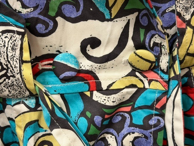 LAPIS Colorful abstract pattern trench coat/ dress SMALL – Yellow, Blue, Red