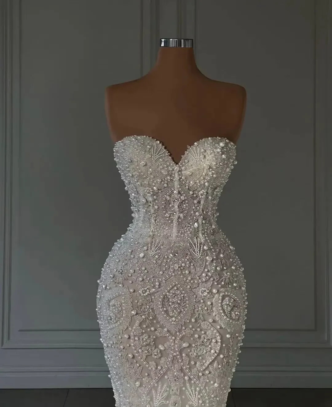 Sweetheart Mermaid Wedding Dresses Bridal Gown Sparkle Off Shoulder Strapless