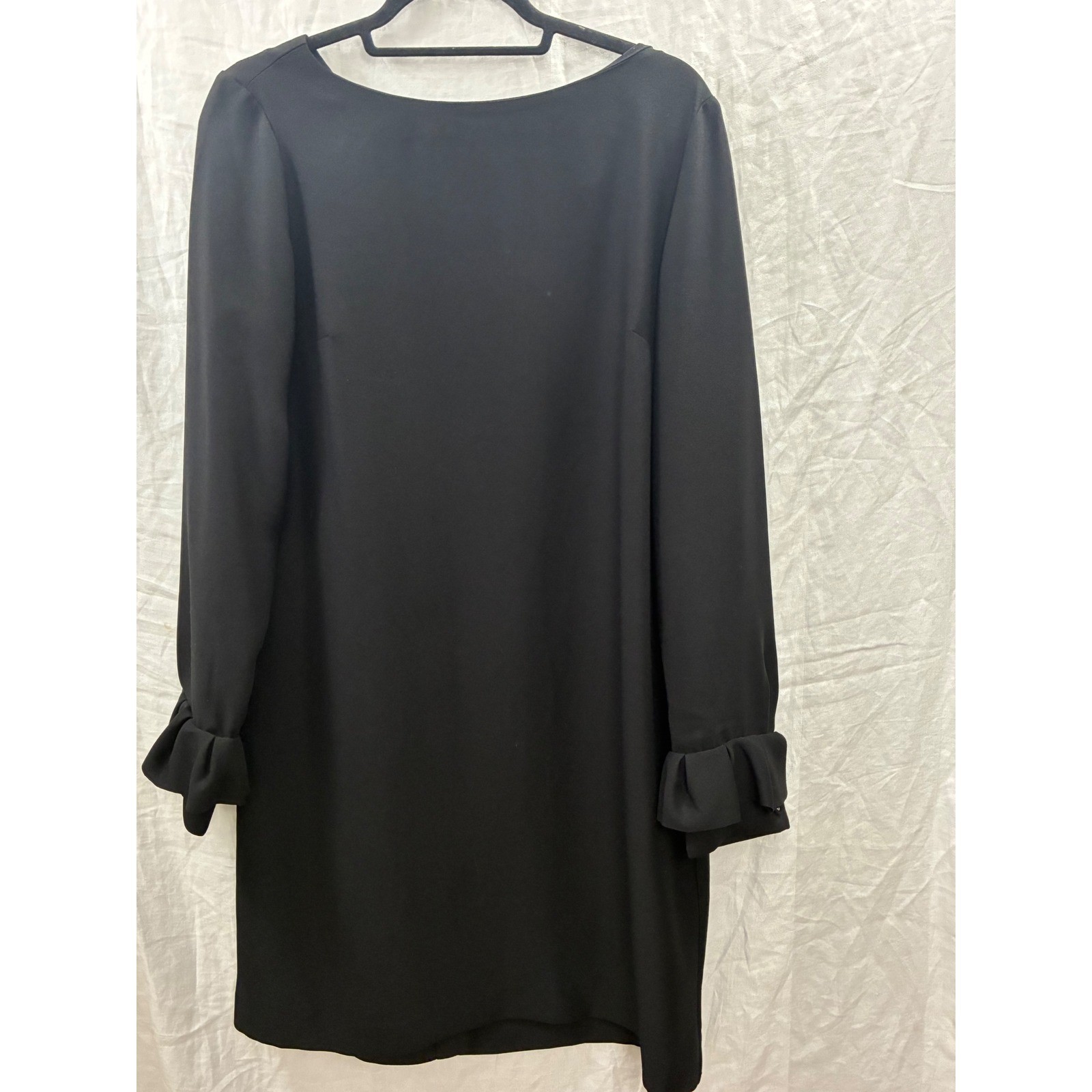 Banana Republic Shift Dress Women 10 Black Ruffle Cuff Button Back Mini LBD