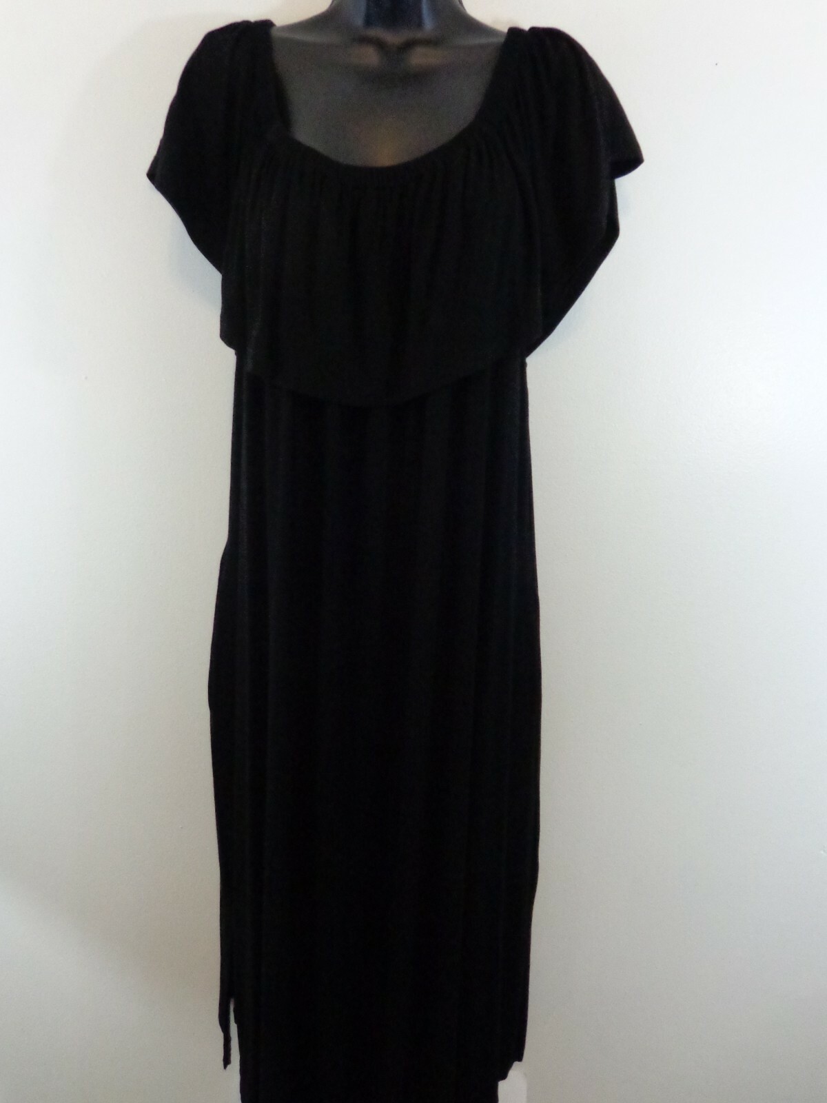 Davi & Dani Dress Women’s 1XL Black with Ruffle Fit & Flare Sleeveless