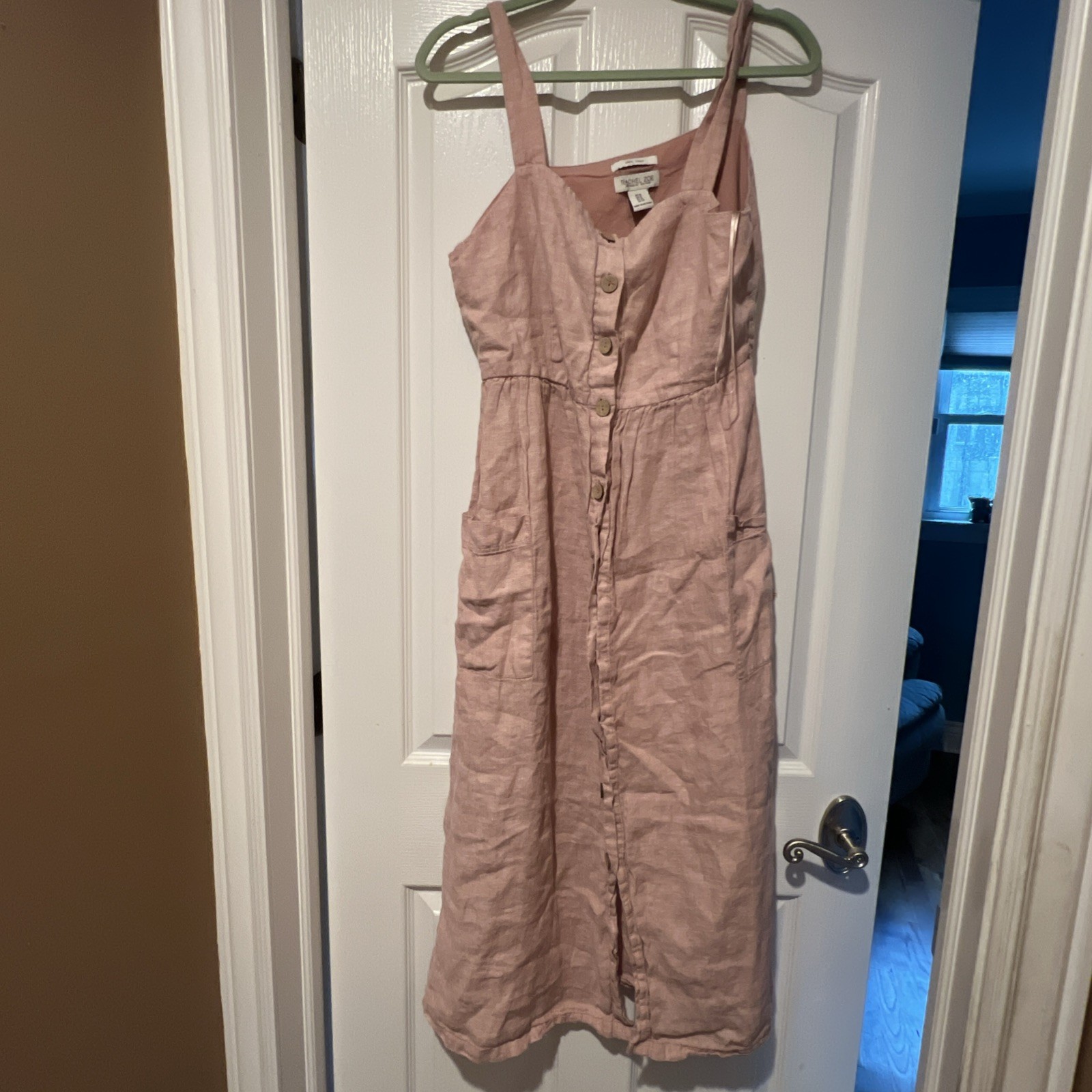 ￼ Rachel Zoe, 100% Linen Sleeveless Button-Down Dress Size 10 Dusty, Dusty Pink