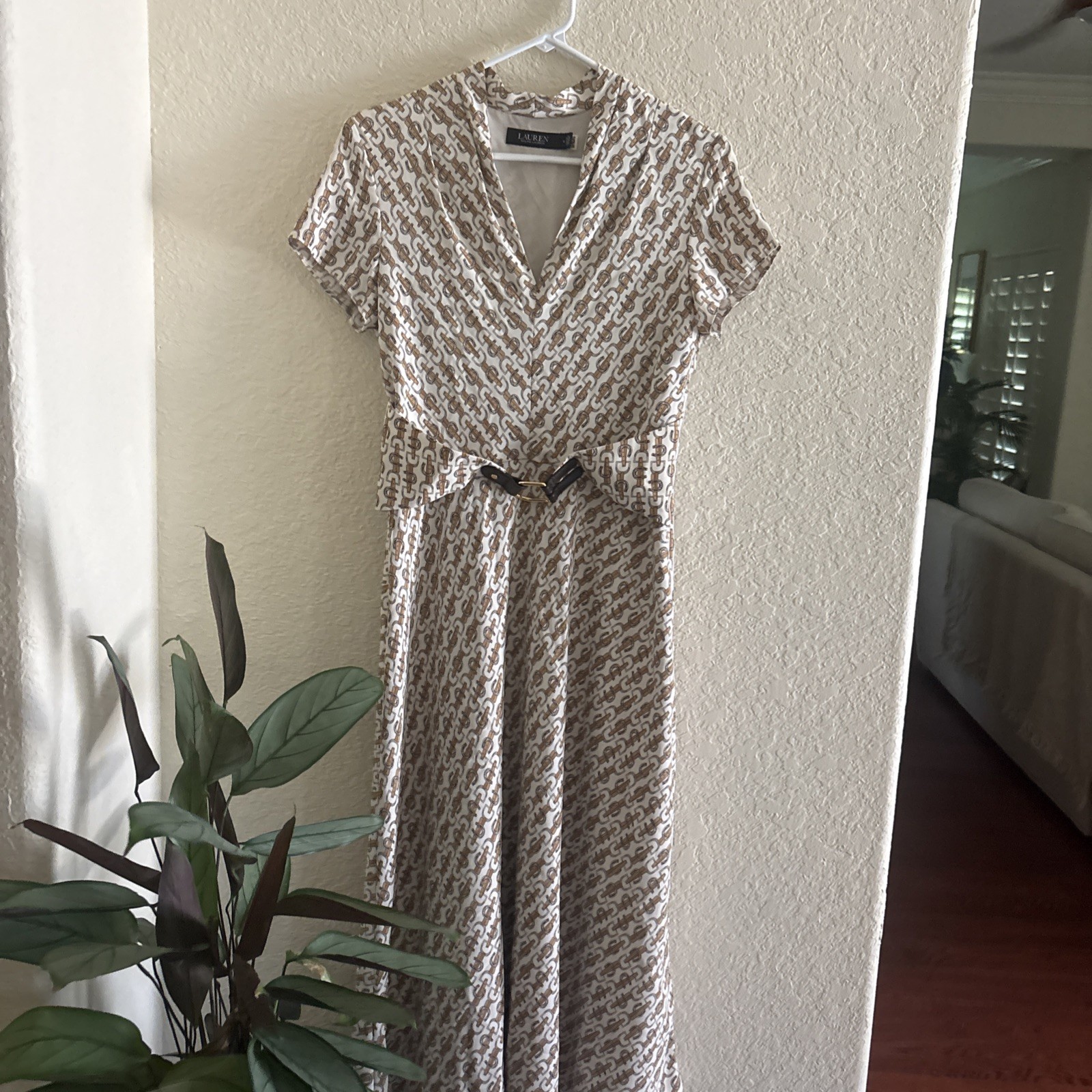 Lauren Ralph Lauren Women’s Silk Wool Horse Bit Chain Equestrian Dress Sml (G6