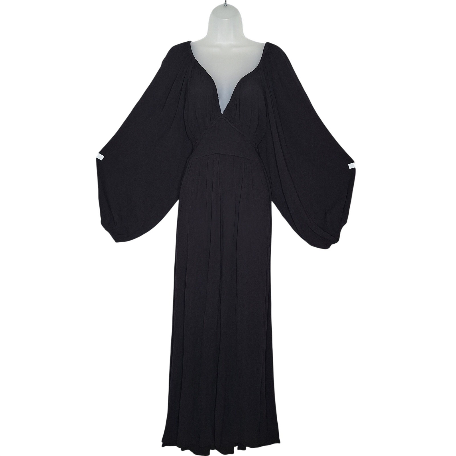 Wayward Fancies Eshakti Goth Maxi Dress 2X Smocked Balloon Sleeve Whimsygoth