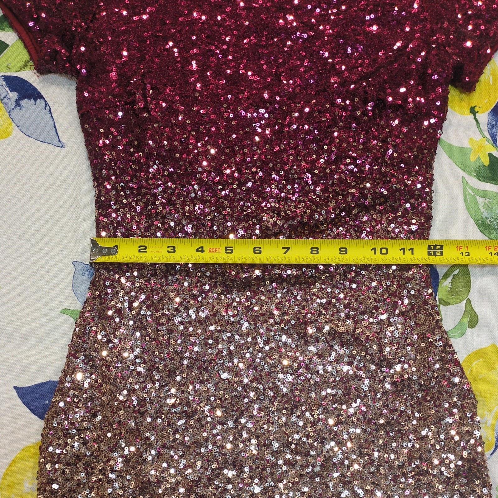 NWT Fashion Nova Sequin Burgundy Pink Gold Ombré Mini Party Cocktail Dress Sz. S