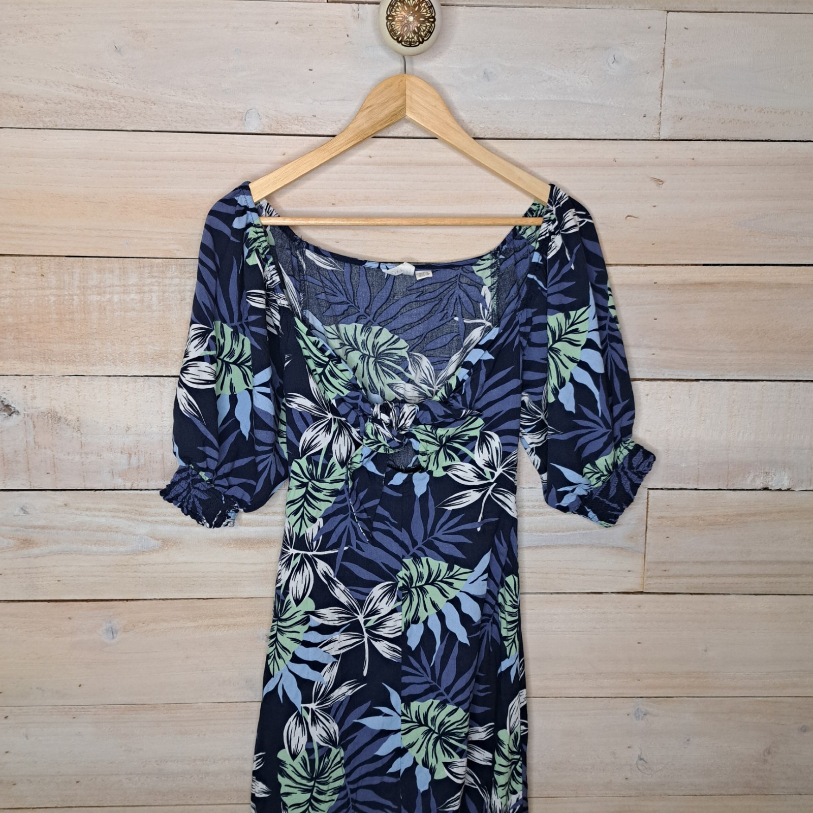 Island Chic Roxy Keyhole Midi Dress Women’s XS Evening Delight Cottagecore Blue