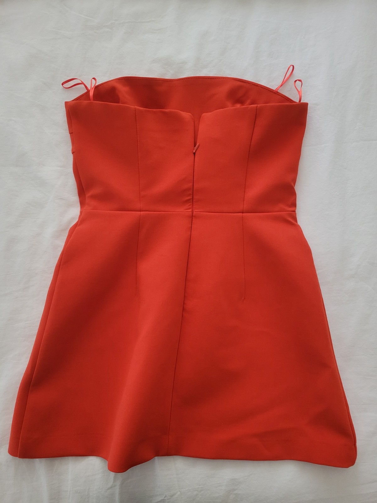 Zara Red Romper Dress Womens Small Strapless Mini Party Cocktail Zip Back