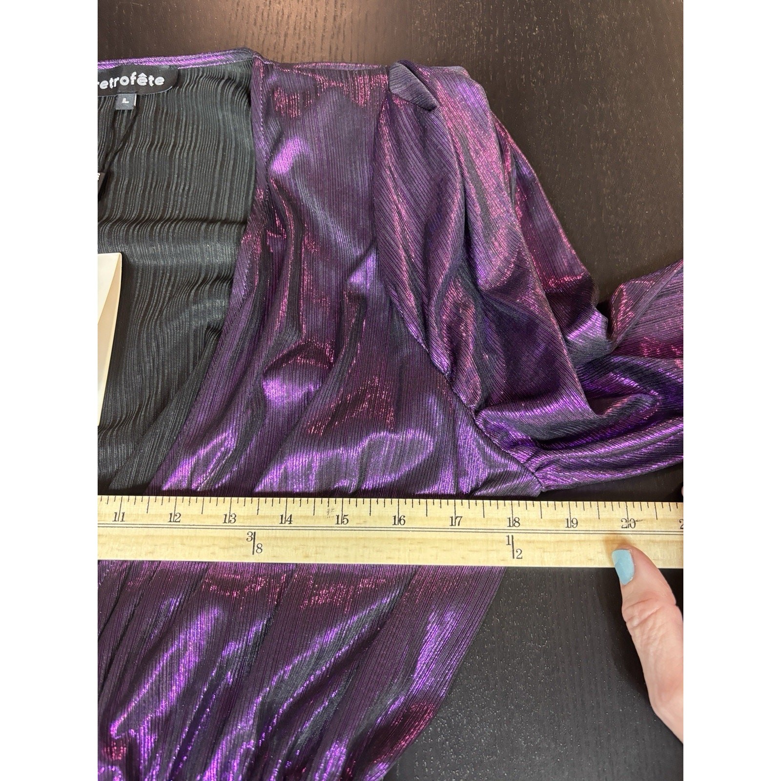 NWT Retrofete Flora Maxi Wrap Dress Purple Metallic Size Large TT-1952 Plisse