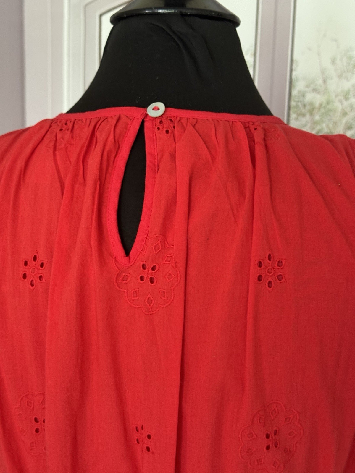 Destination 365 Red Cotton Eyelet Midi Dress,XS, NWOT
