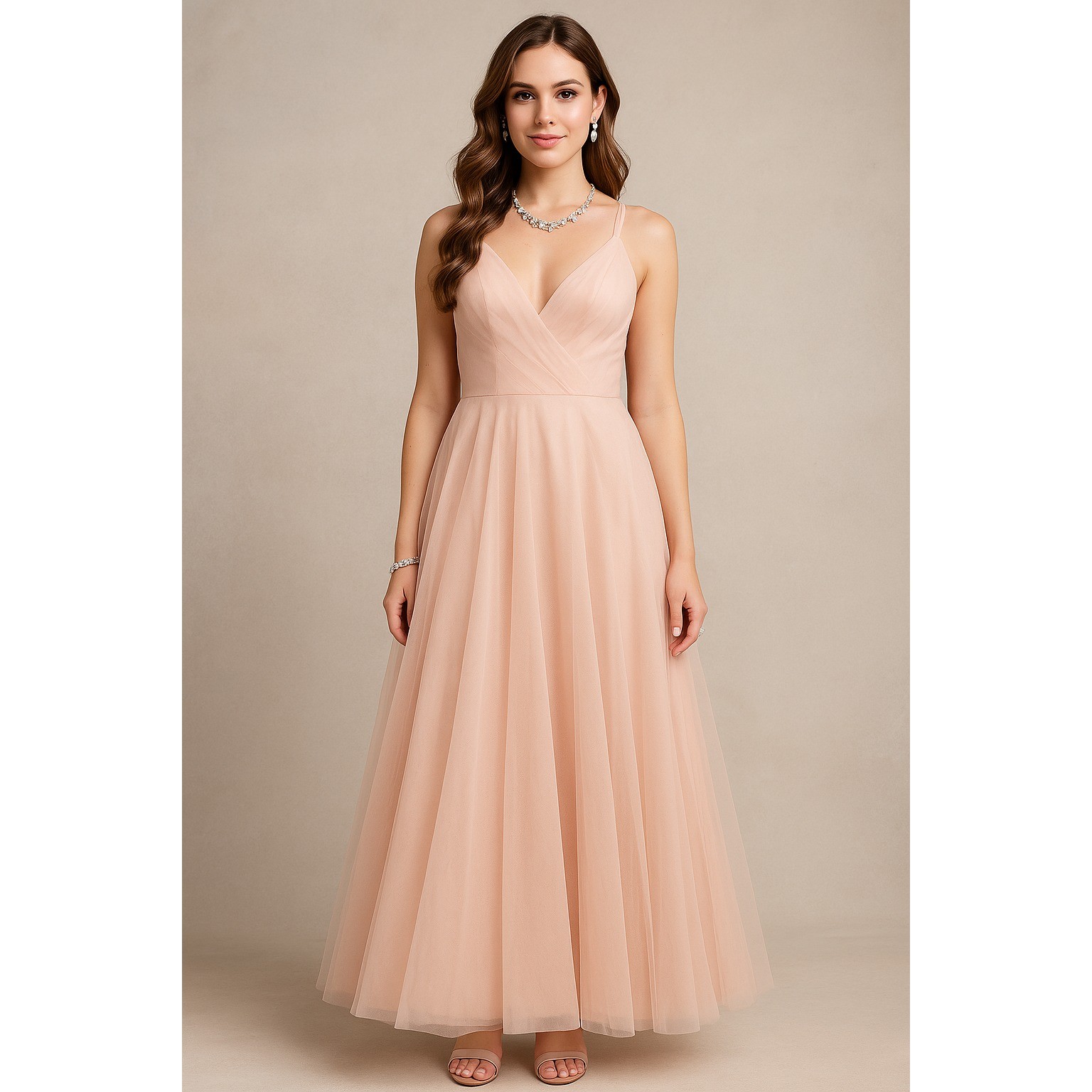 Hitherto Formal Gown Womens 2 Blush Pink Tulle Romantic Bridal Prom Maxi Dress