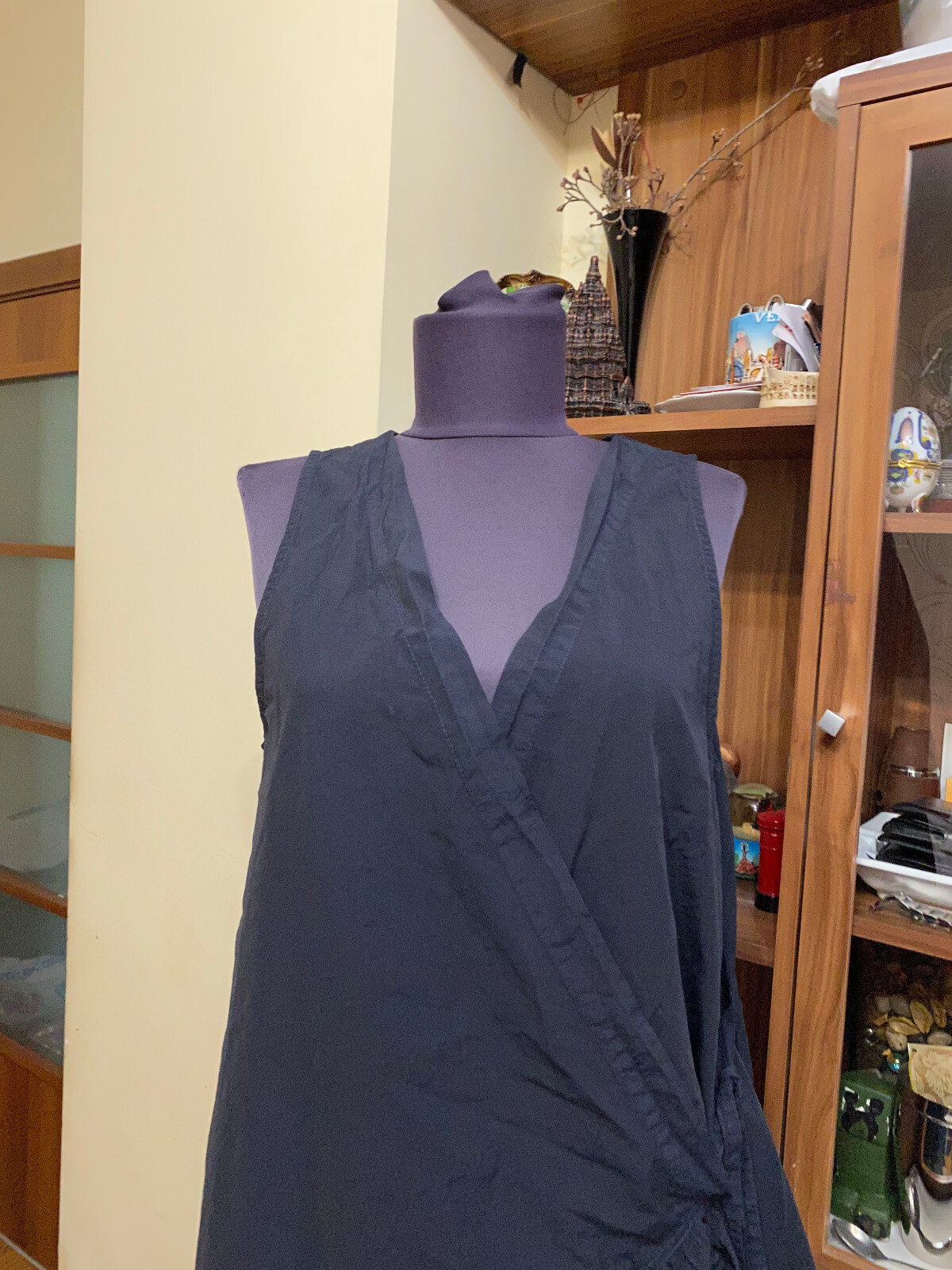 HENRIK VIBSKOV DARK NAVY NYLON COTTON RUFFLE DRESS BLAZE-XS