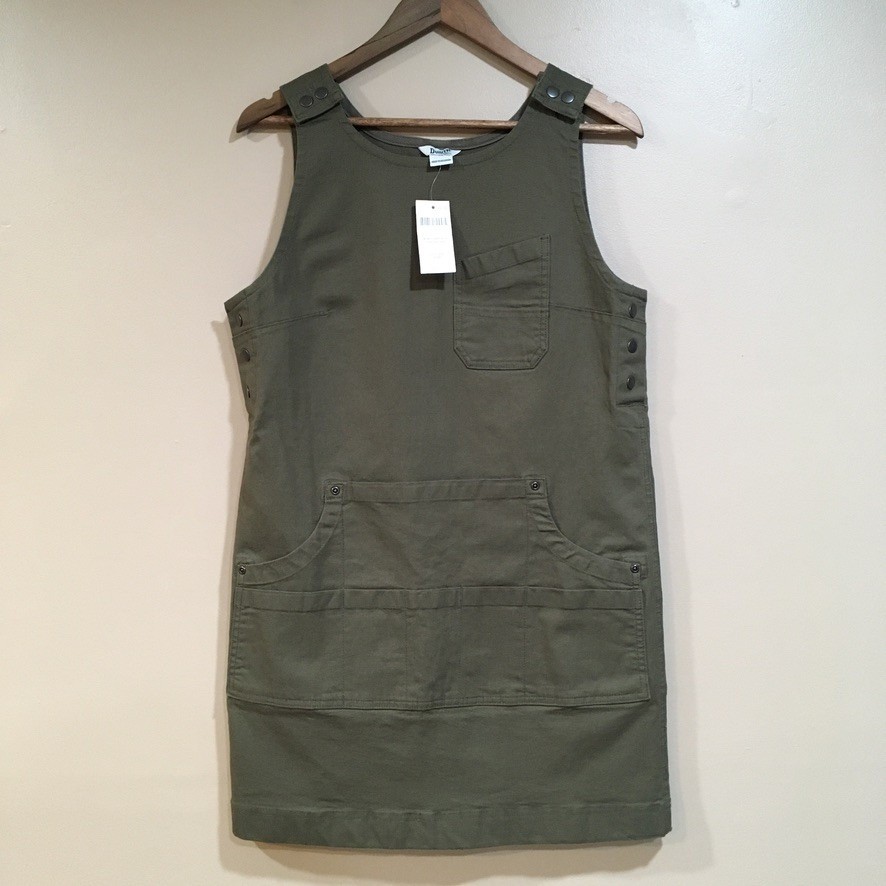 Duluth Trading Flex Fire Hose Apron Dress Womens XS Green Utility Garden Overall