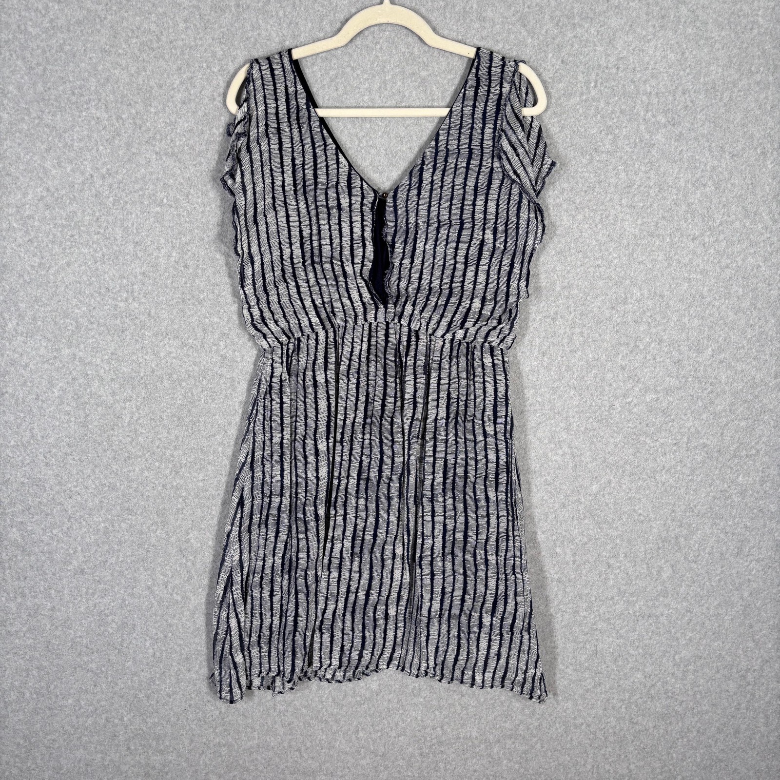 Cortefiel Dress Small Navy Flowy Flutter Elastic Waist Comfort Beachy Nautical