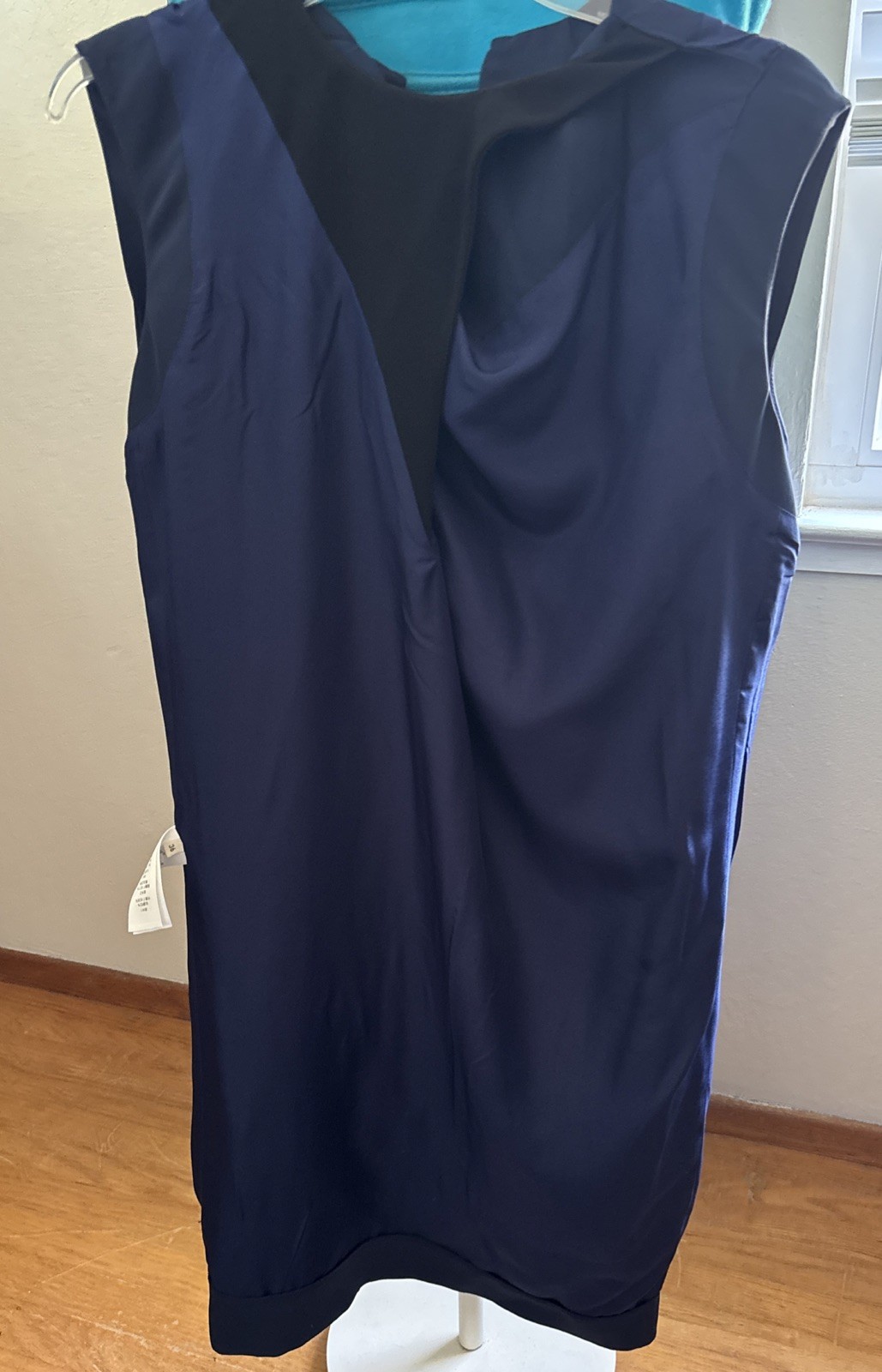 CELINE Phoebe Philo Navy Cowl Neck Sleeveless Dress Knee Length Sz 34 XS France