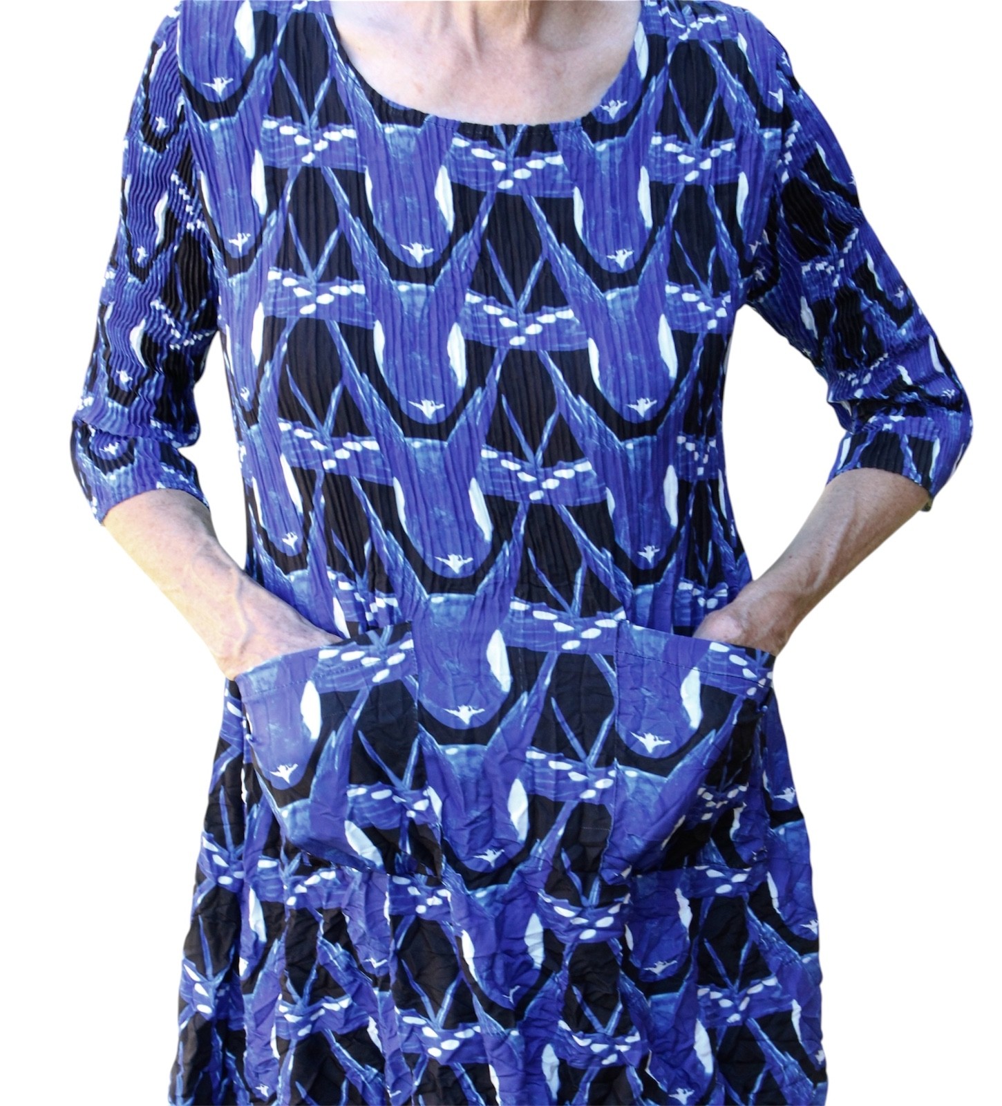 ALQUEMA Smash Pocket Dress Size 1 Crinkle Pleated Abstract Patterned