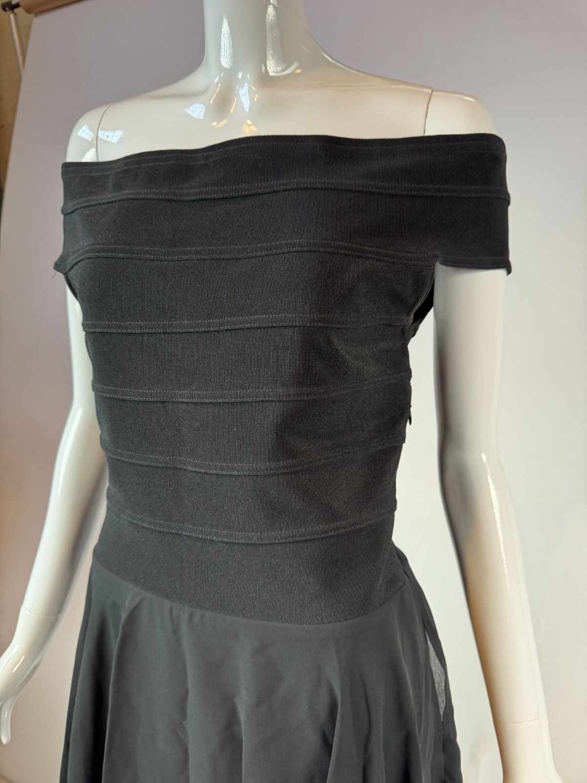 A.b.S Evening Collection Vintage 90s Womens Off-Shoulder Black Dress Size 10