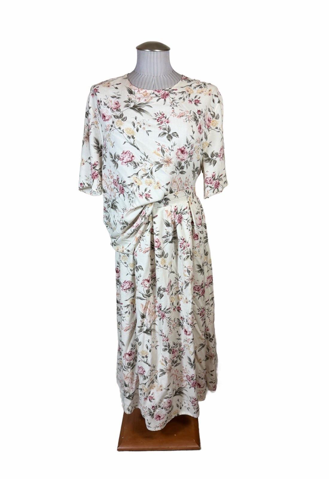 Vtg St Michael Marks Spencer Floral 2 Pc Skirt Top Set 100% Viscose Canada UK 16