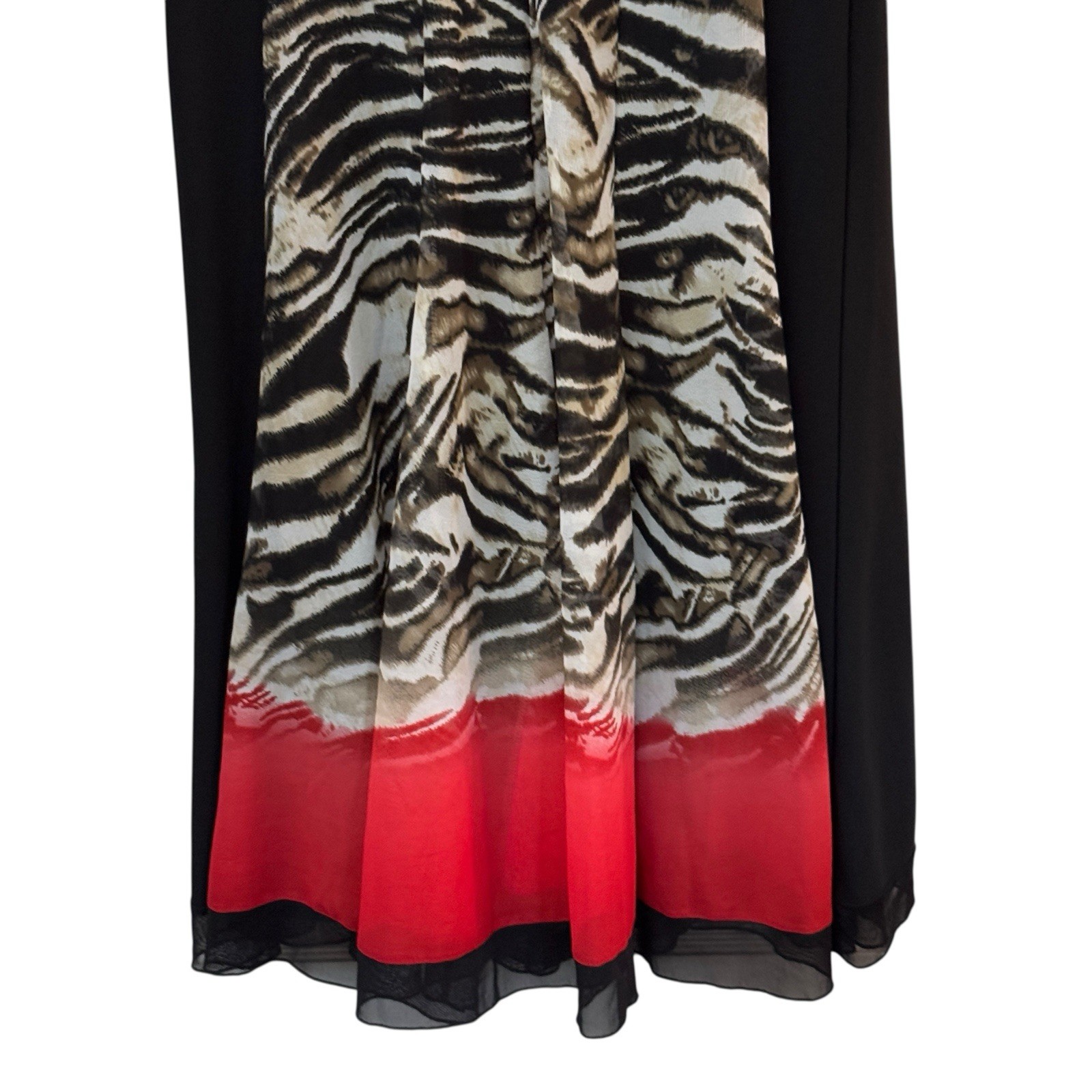 Picadilly Sleeveless Animal Print V-Neck Midi Dress Women’s M Black Red